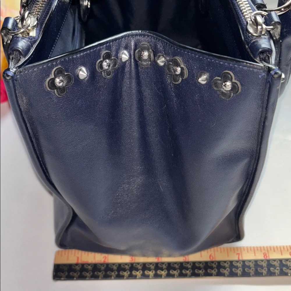 Coach Crosby Carryall with Floral Rivets in navy leather Coach NAVY BLUE LEATHER